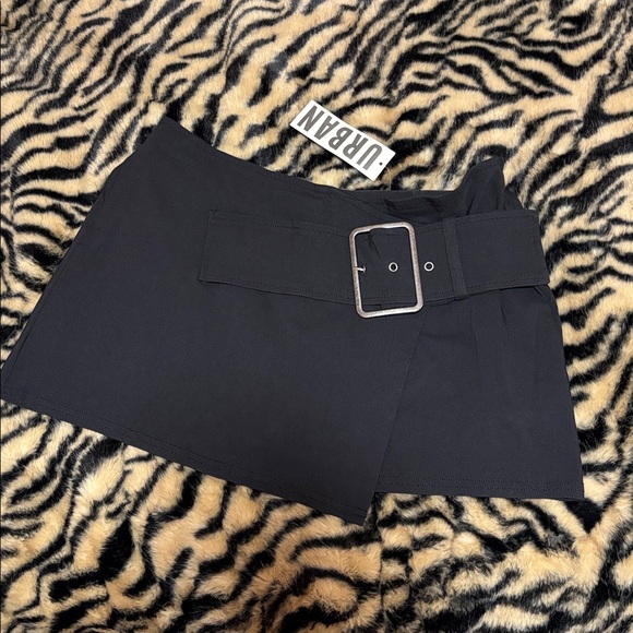 Urban Outfitters Dresses & Skirts - Urban Outfitters Black Mini Skirt with Wide Buckle Belt